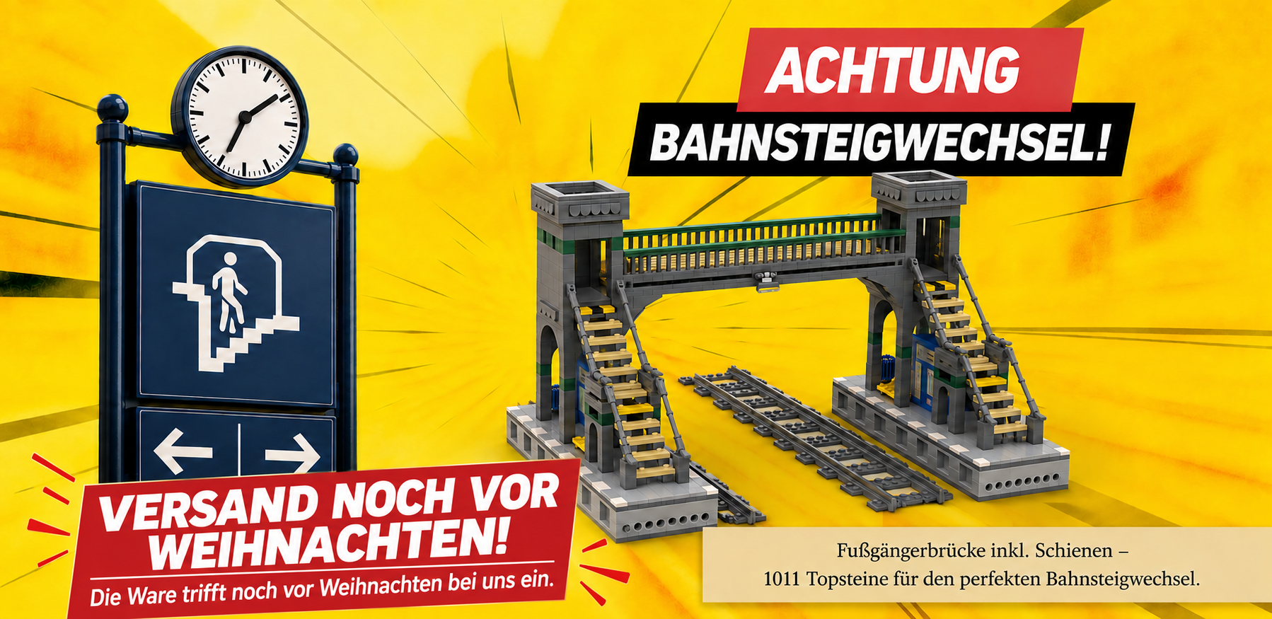 Fußgängerbrücke inklusive Schienen